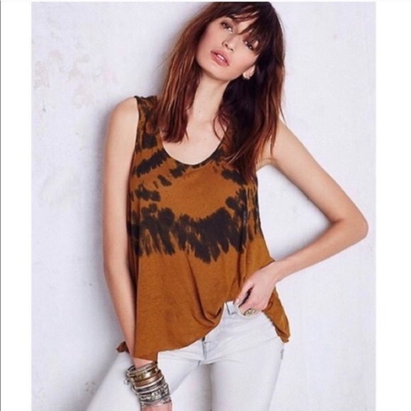 Free People Brown Rust Black Flowy Tank Top S P - Picture 2 of 3